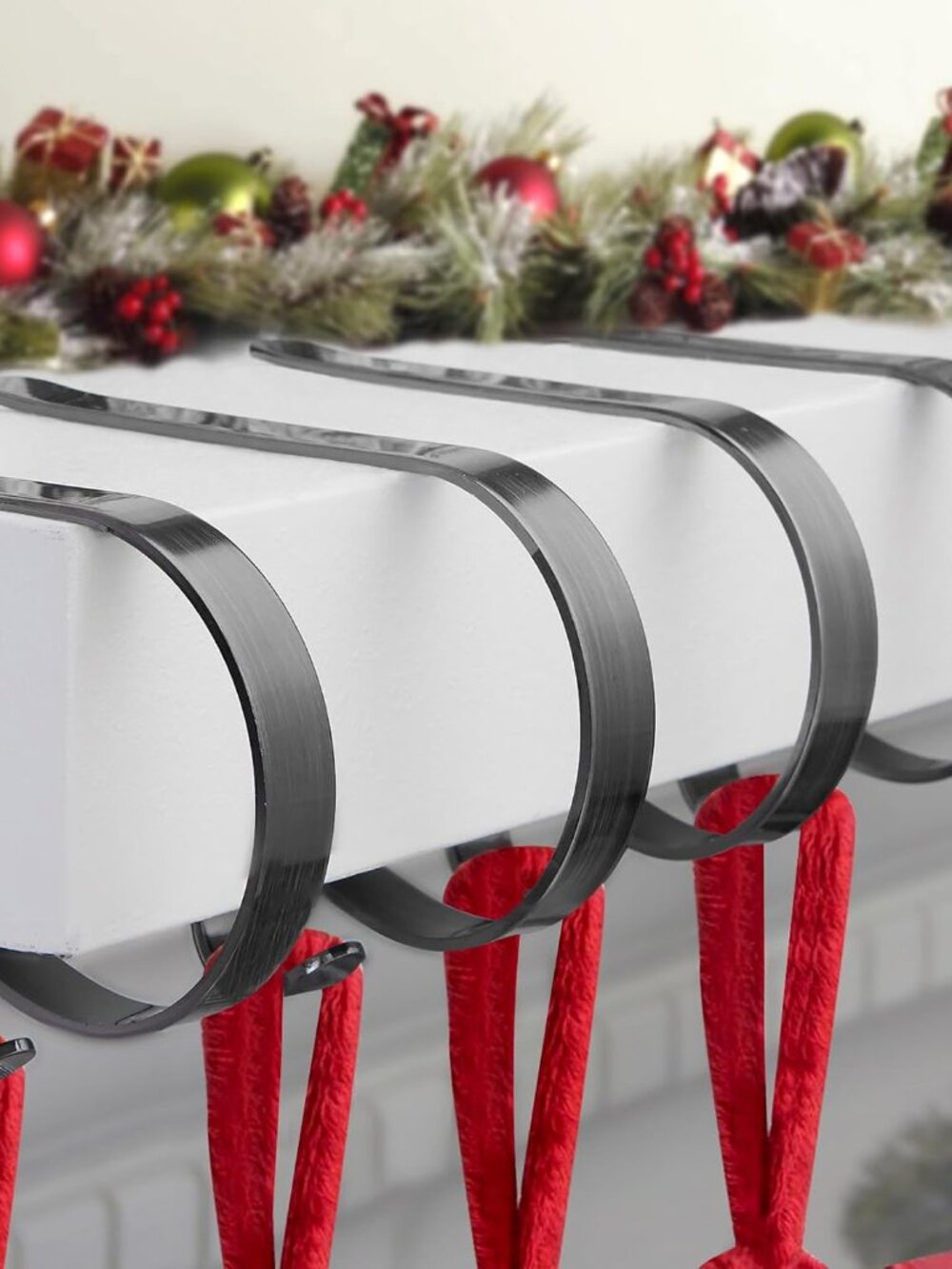 Christmas Stocking Holders for Mantle Set 4, Scratch-Free Christmas Stocking Hol
